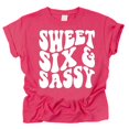 thumbnail image 1 of Sweet Six and Sassy Cute 6th Birthday Shirt for Girls Vintage Hot Pink Shirt Youth Medium, 1 of 2