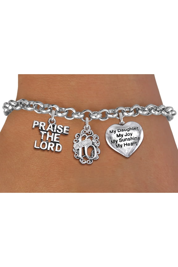 Sweet Sixteen Adjustable Bracelet, Will Fit Everyone. Nickel, Lead, And Cadmium Free. Praise The Lord, Sweet 16, My Daughter, My Joy, My Sunshine, My Heart Charms. 2023