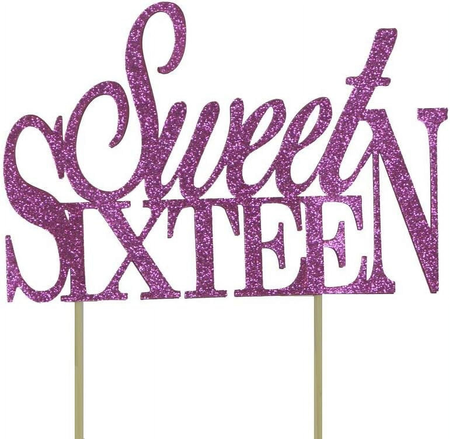 Sweet Sixteen Cake Topper () 1Pc, 16Th Birthday, Glitter Topper