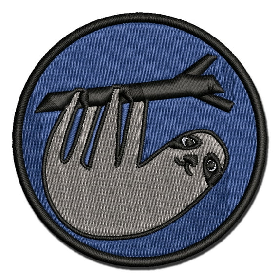 Sweet Sloth Hanging from Tree Applique Multi-Color Embroidered Hook & Loop Patch - 2.0 Inch Mini