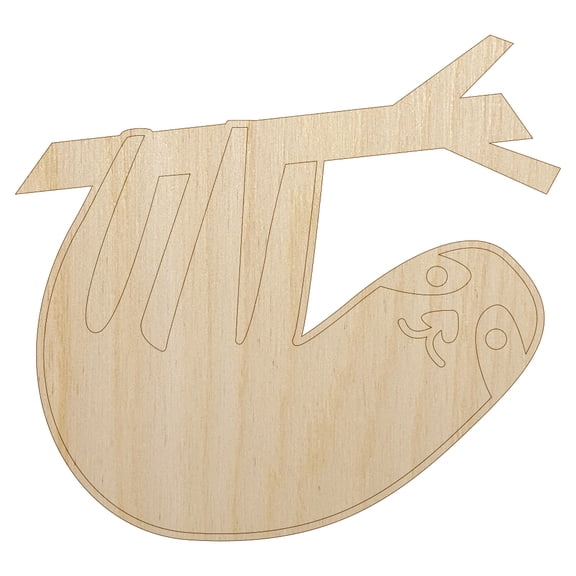Sweet Sloth Hanging from Tree Wood Shape Unfinished Piece Cutout Craft DIY Projects - 6.25 Inch Size - 1/8 Inch Thick