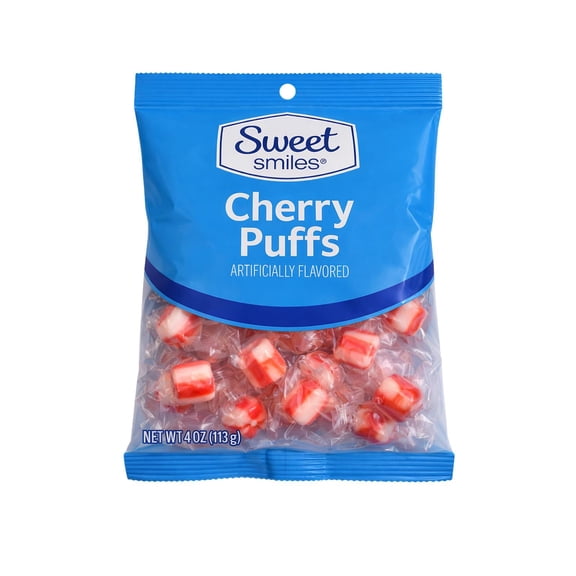 Sweet Smiles Cherry Puffs Candy, 4 oz Bag