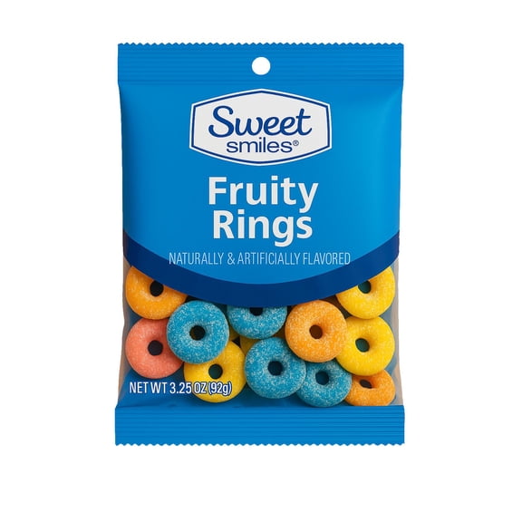 Sweet Smiles Fruity Rings Gummy Candy, 3.25 oz Bag