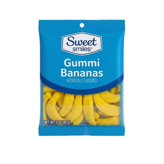Sweet Smiles Gummi Bananas Candy, 3 oz Bag