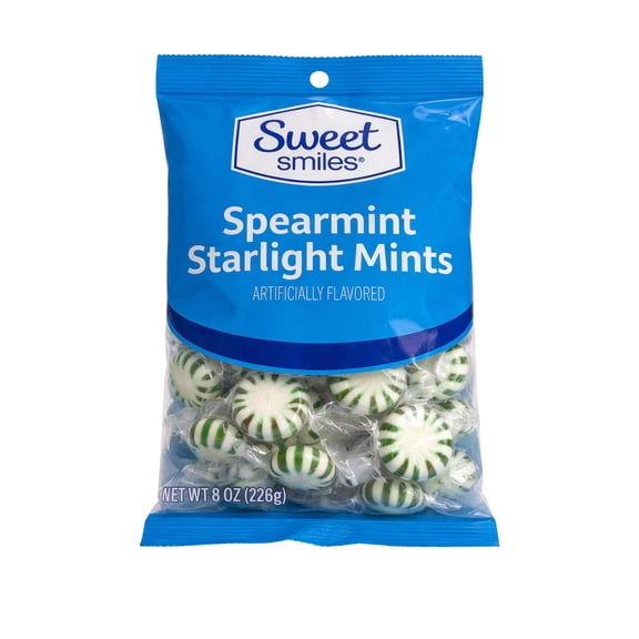 Sweet Smiles Spearmint Starlight Mints Hard Candy, 8 oz Bag