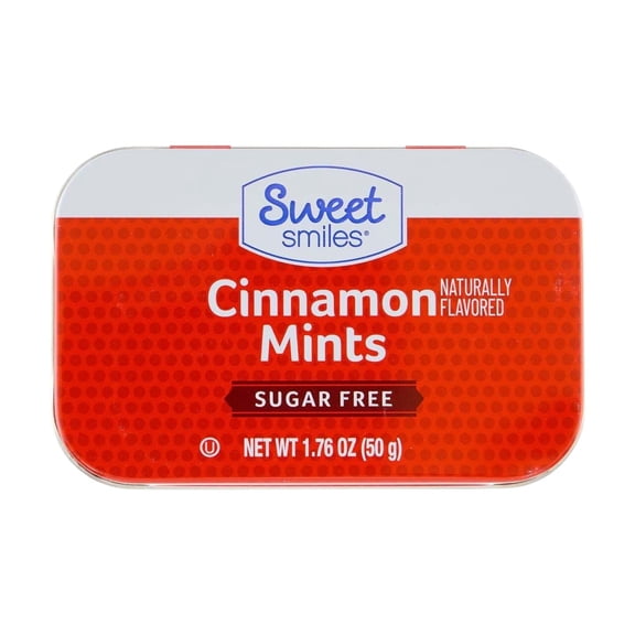 Sweet Smiles Sugar Free Cinnamon Mints, Breath Mints, 50 Count, 1.76 oz Tin