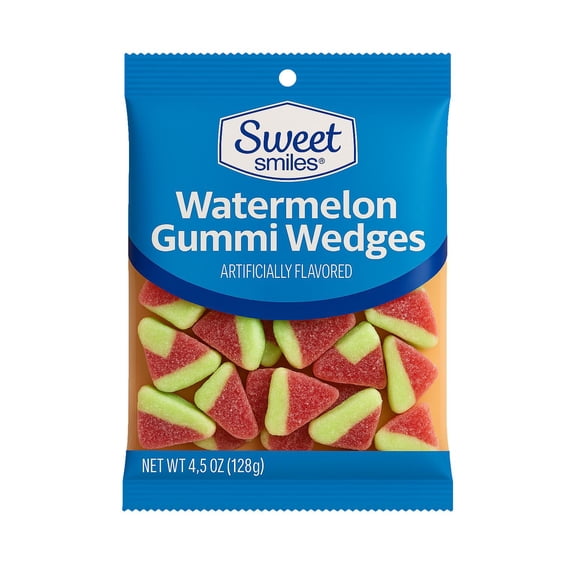 Sweet Smiles Watermelon Gummi Wedges Candy, 4.5 oz Bag