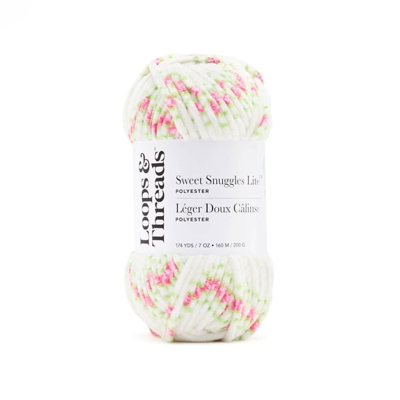 Sweet Snuggles Lite Blossom Yarn by Loops & Threads - Yarn for Knitting - Crochet - Weaving - and Arts & Crafts - Rose - Polyester - 7 oz