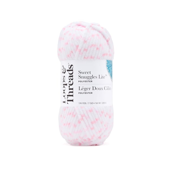 Sweet Snuggles Lite Variegated Striped Yarn by Loops & Threads - Yarn for Knitting - Crochet - Weaving - and Arts & Crafts - Ballet Slipper - Polyester - 7 oz
