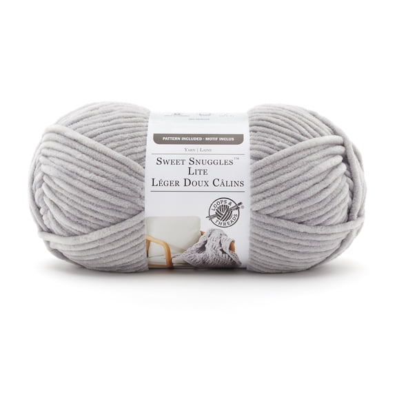 Sweet Snuggles Lite Yarn by Loops & Threads - Yarn for Knitting - Crochet - Weaving - and Arts & Crafts - Gray - Polyester - 8.8 oz