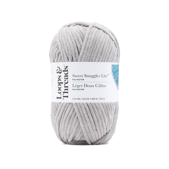 Sweet Snuggles Lite Yarn by Loops & Threads - Yarn for Knitting - Crochet - Weaving - and Arts & Crafts - Gray - Polyester - 8.8 oz