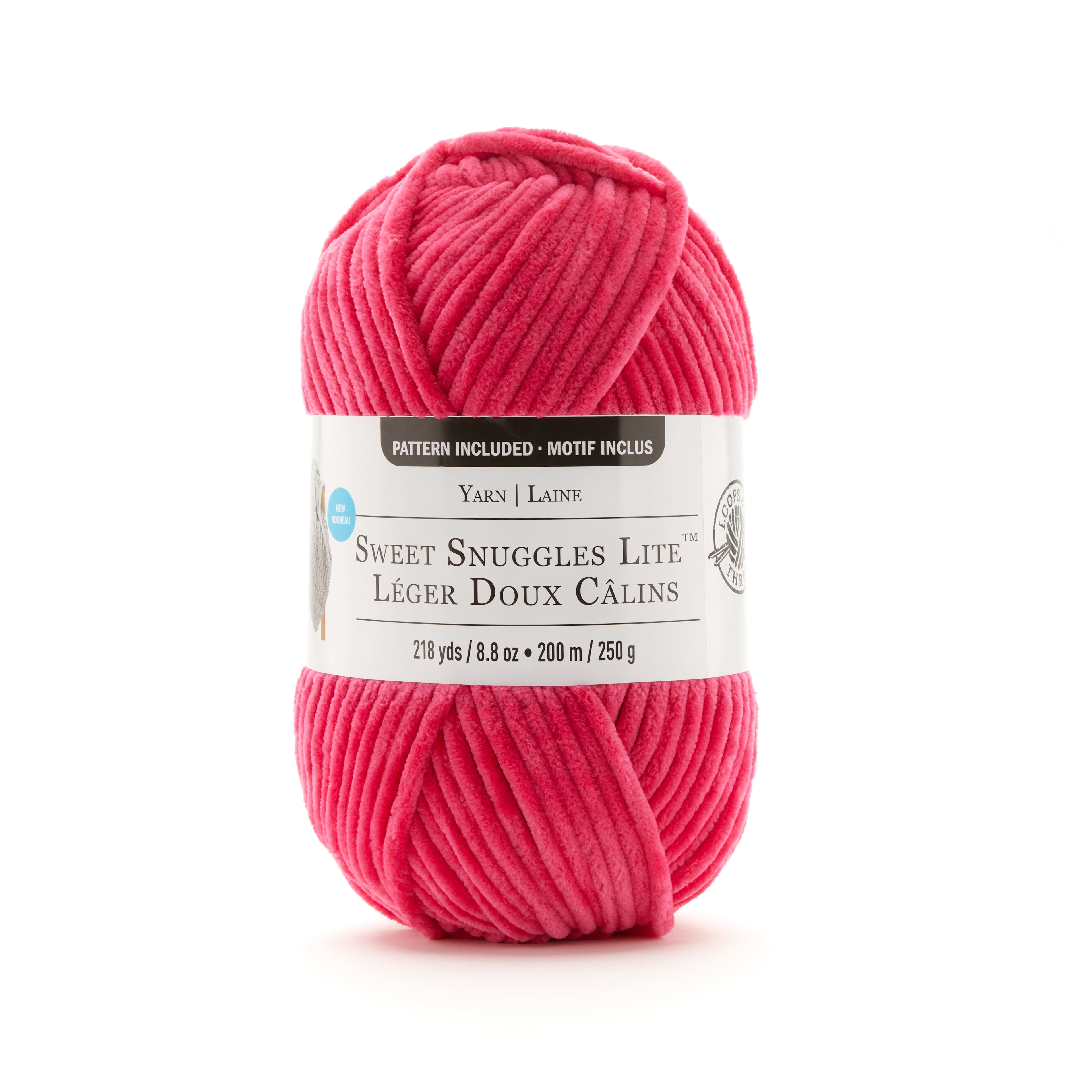 Sweet Snuggles Lite Yarn by Loops & Threads - Yarn for Knitting - Crochet - Weaving - and Arts & Crafts - Pink - Polyester - 8.8 oz