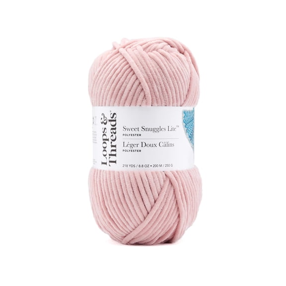 Sweet Snuggles Lite Yarn by Loops & Threads - Yarn for Knitting - Crochet - Weaving - and Arts & Crafts - Pink - Polyester - 8.8 oz