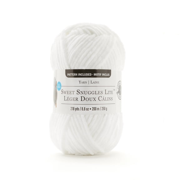 Sweet Snuggles Lite Yarn by Loops & Threads - Yarn for Knitting - Crochet - Weaving - and Arts & Crafts - White - Polyester - 8.8 oz