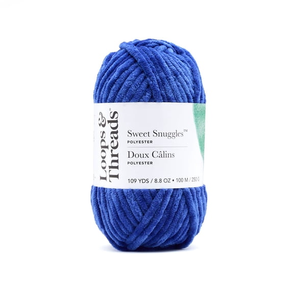 Sweet Snuggles Yarn by Loops & Threads - Yarn for Knitting - Crochet - Weaving - and Arts & Crafts - Blue - Polyester - 8.8 oz