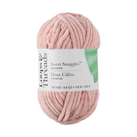 Sweet Snuggles Yarn by Loops & Threads - Yarn for Knitting - Crochet - Weaving - and Arts & Crafts - Pink - Polyester - 8.8 oz