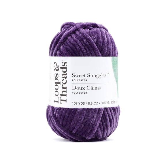 Sweet Snuggles Yarn by Loops & Threads - Yarn for Knitting - Crochet - Weaving - and Arts & Crafts - Purple - Polyester - 8.8 oz