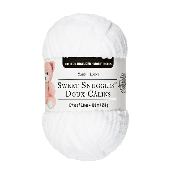 Sweet Snuggles Yarn by Loops & Threads - Yarn for Knitting - Crochet - Weaving - and Arts & Crafts - White - Polyester - 8.8 oz