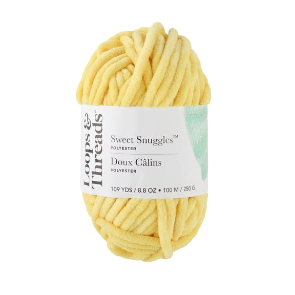 Sweet Snuggles Yarn by Loops & Threads - Yarn for Knitting - Crochet - Weaving - and Arts & Crafts - Yellow - Polyester - 8.8 oz