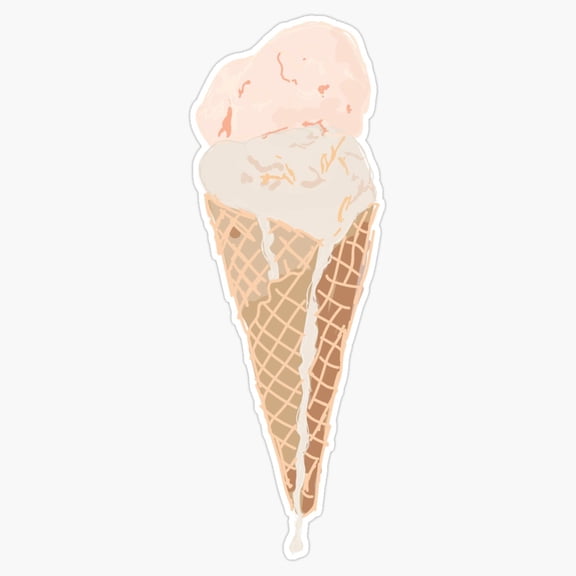 Sweet Soft Serve Swirl Ice Cream Cone Summer Dessert Parlor Icon Decal For Kids Bottle Sticker