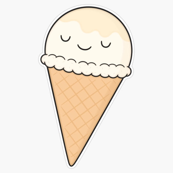 Sweet Soft Serve Swirl Ice Cream Cone Summer Dessert Parlor Icon Decal For Kids Water Bottle Sticker