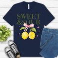 thumbnail image 1 of Sweet & Sour Lemon Shirt | Cute Watercolor Fruit Bow Graphic Tee , Navy, M, 1 of 6