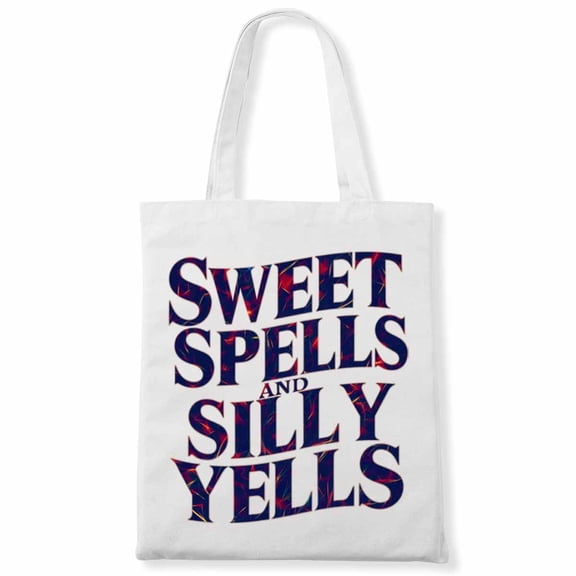 Sweet Spells and Silly Yells Card Occult Goth Halloween Gothic Canvas Bag 1Pc