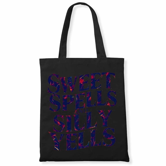 Sweet Spells and Silly Yells Card Occult Goth Halloween Gothic Canvas Bag 1Pc