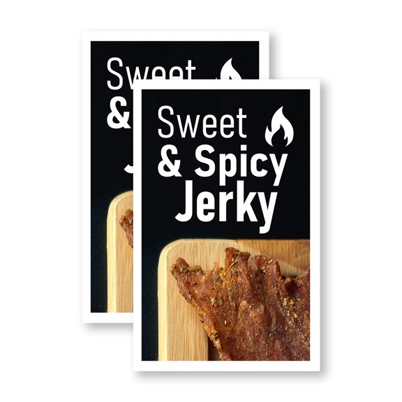 Sweet and Spicy Jerky (2-Pack) 24 Inch x 36 Inch Vinyl Decals | Sign Insert Peel & Stick Decals Stickers Window Signs | Freshly Made Snacks, Local Shops, Healthy Options | Made in USA