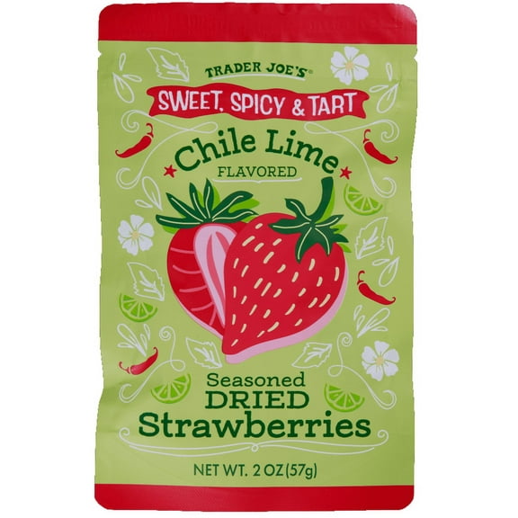 Sweet, Spicy & Tart Chile Lime Flavored Seasoned Dried Strawberries 2 Oz Pack of 2
