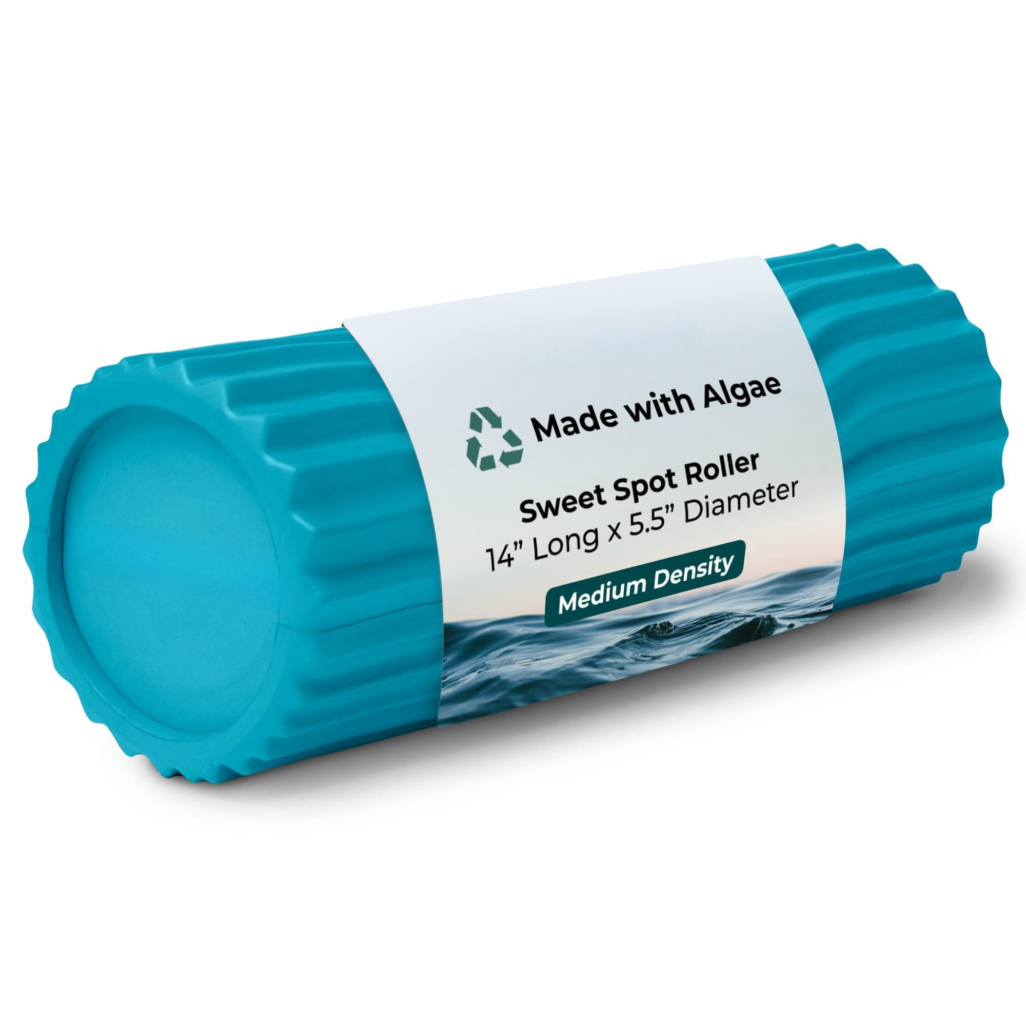 Sweet Spot Medium Exercise Foam Roller 14"x5.5" - Density Travel For Physical  Deep Tissue Massage Yoga Pilates Classic Wave Texture (miami Blue)