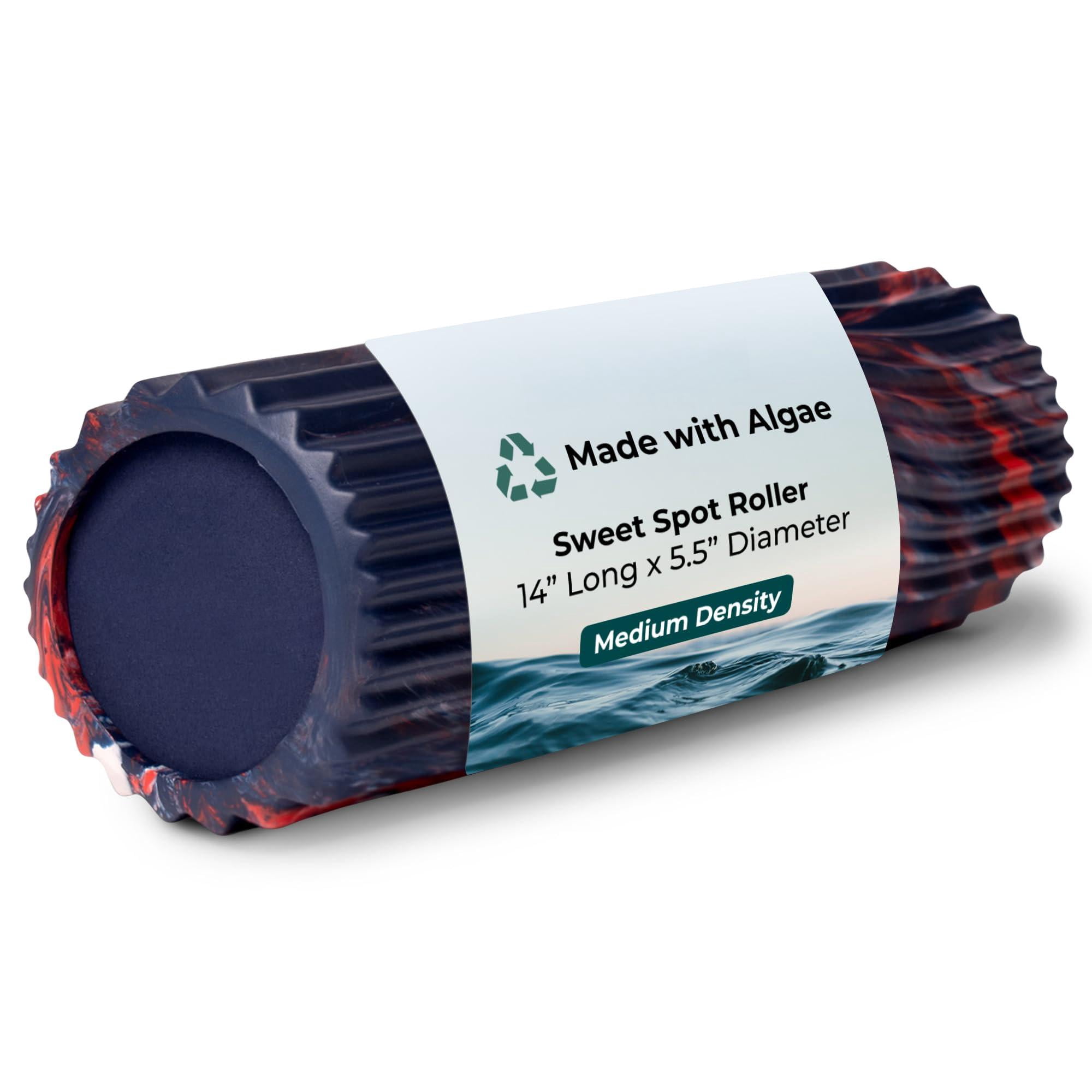 Sweet Spot Medium Exercise Foam Roller 14"x5.5" - Density Travel For Physical  Deep Tissue Massage Yoga Pilates Wave Texture (dark Navy Red & Marbled)
