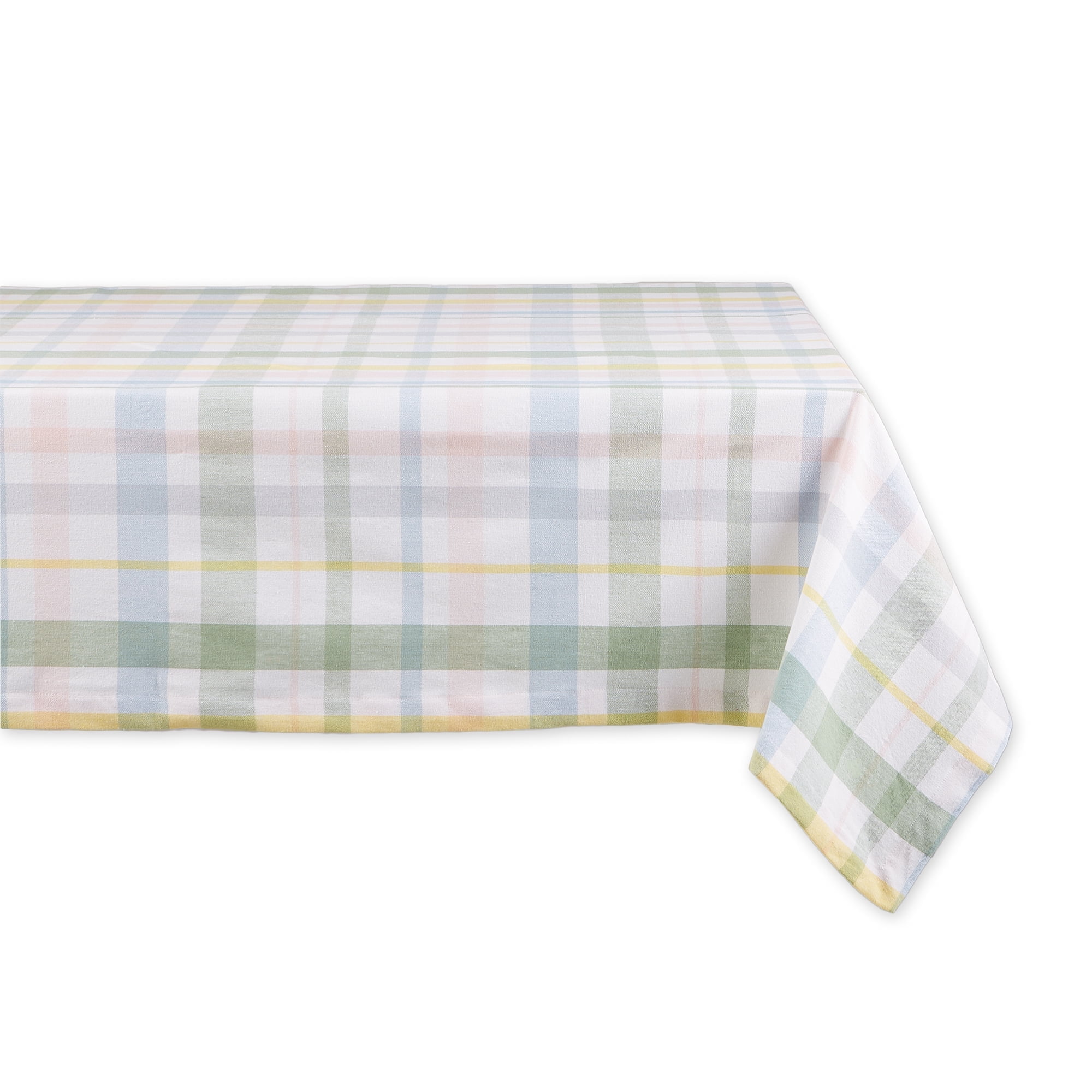 Pastel Plaid Cotton Square Tablecloth 52" x 52"