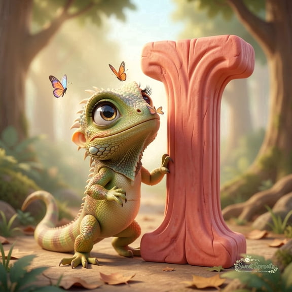 Sweet Sprouts Alphabet Animals Collection- I is for Iguana & Iridescence 12x12 inch Art Prints from The Berrington Press Guild