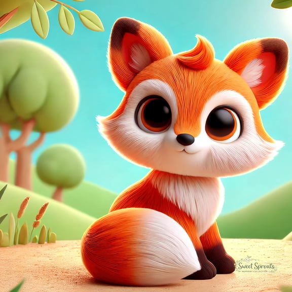 Sweet Sprouts Nursery Collection Baby Fox Kit 14x14  inch Art Prints from The Berrington Press Guild