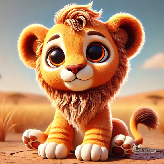 Sweet Sprouts Nursery Collection Lion Cub 12x12 inch Art Prints from The Berrington Press Guild