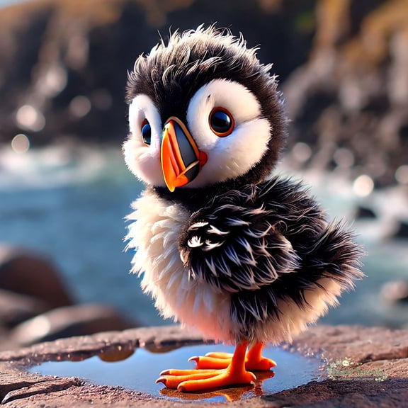 Sweet Sprouts Nursery Collection Puffin Chick 12x12 inch Art Prints from The Berrington Press Guild