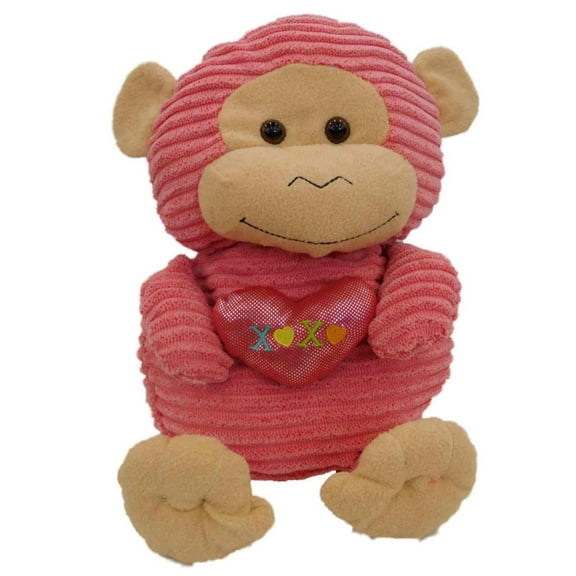 Sweet Sprouts Ribbed Cord Knit Pink Love Monkey 12" Stuffed Animal Pal Plush