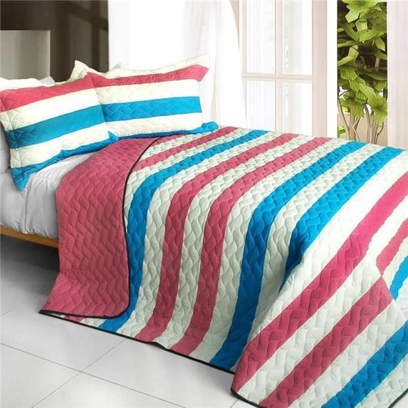Sweet Spy - 3 Pieces Patchwork Quilt Set Full & Queen Size - Blue