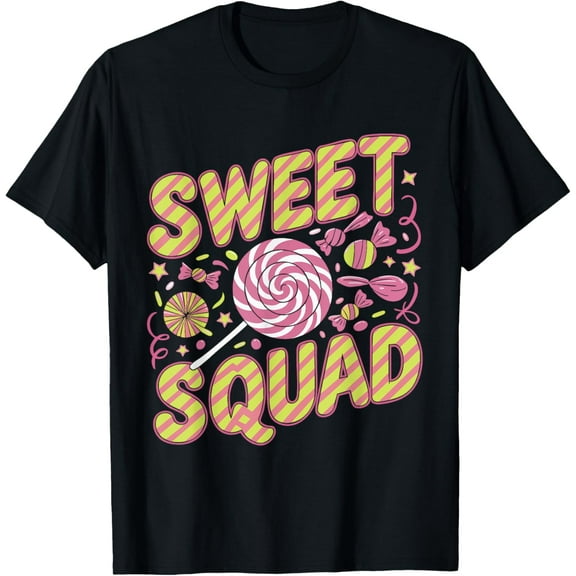 Sweet Squad Bold Striped Candy Party Retro Pastel Lollipop T-Shirt