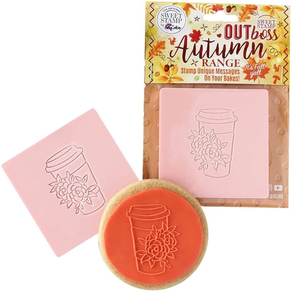 Sweet Stamp by AmyCakes Autumn Outboss Plastic Texture Tile, Floral Coffee Cup