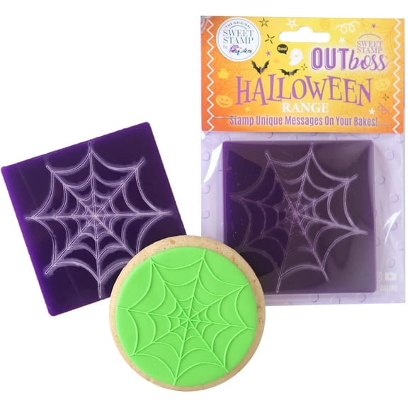 Sweet Stamp by AmyCakes Halloween Outboss Plastic Texture Tile, Creepy Web