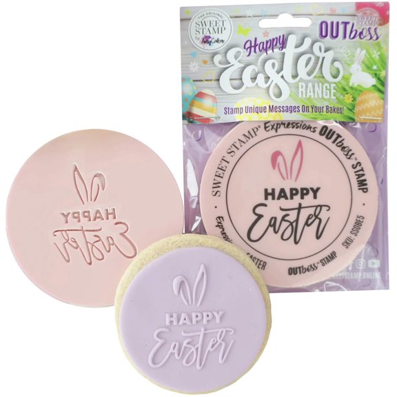 Sweet Stamp by AmyCakes Outboss Plastic Expression Stamp, Happy Easter with Bunny Ears