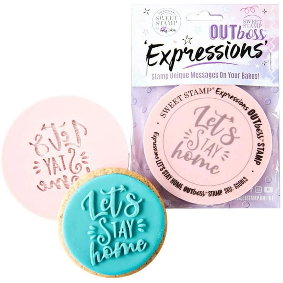 Sweet Stamp by AmyCakes Outboss Plastic Expression Stamp, Let's Stay Home