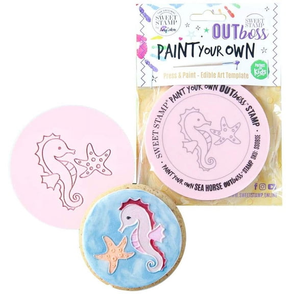 Sweet Stamp by AmyCakes Outboss Plastic Paint Your Own, Sea Horse