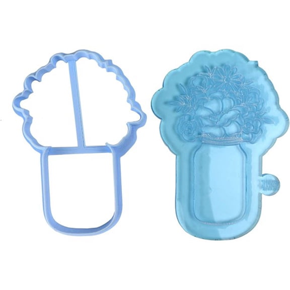 Sweet Stamp by AmyCakes Outboss Plastic Stamp N Cut, Floral Jar