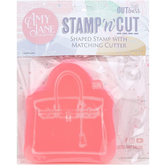 Sweet Stamp by AmyCakes Outboss Plastic Stamp N Cut, Handbag