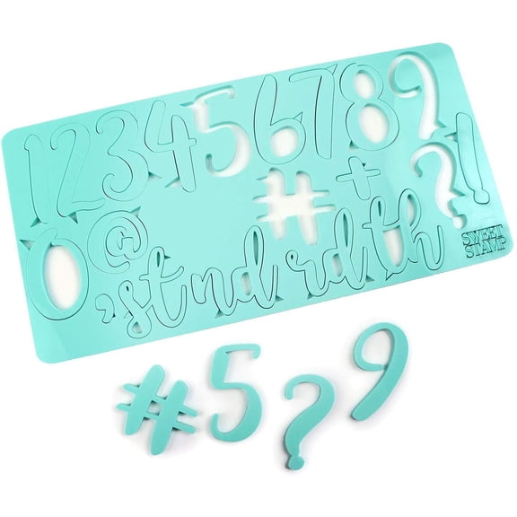 Sweet Stamp by AmyCakes Plastic Handwritten-Style Numbers and Symbols for Embossing Cakes