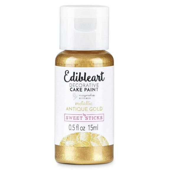 Sweet Sticks Edible Art Decorative Cake Paint 0.5 Ounce 15 Milliliters, Metallic Antique Gold