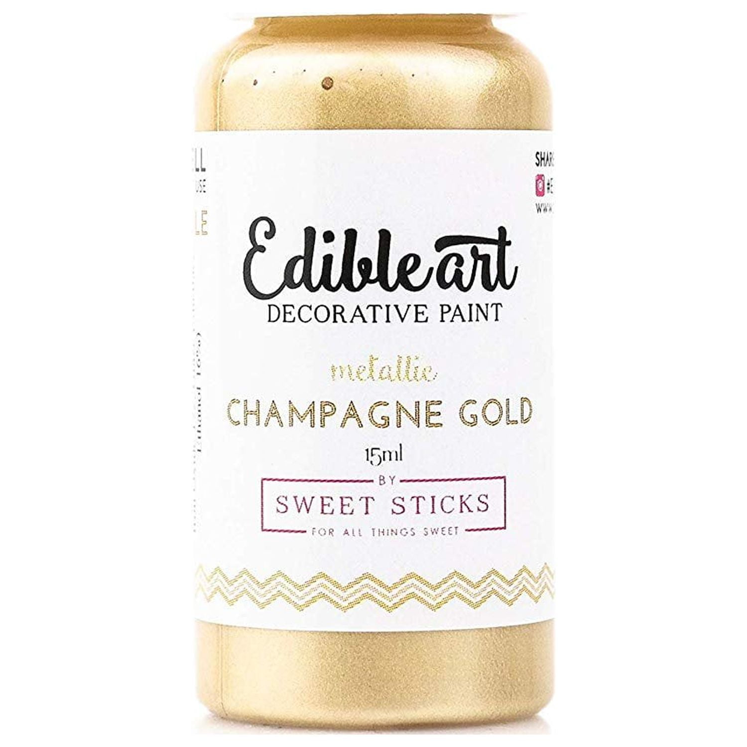 Sweet Sticks Edible Art Decorative Paint - Metallic Platinum Gold 15ml